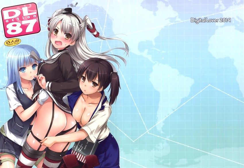 kaga, amatsukaze, and hatsukaze (kantai collection) drawn by nakajima_yuka