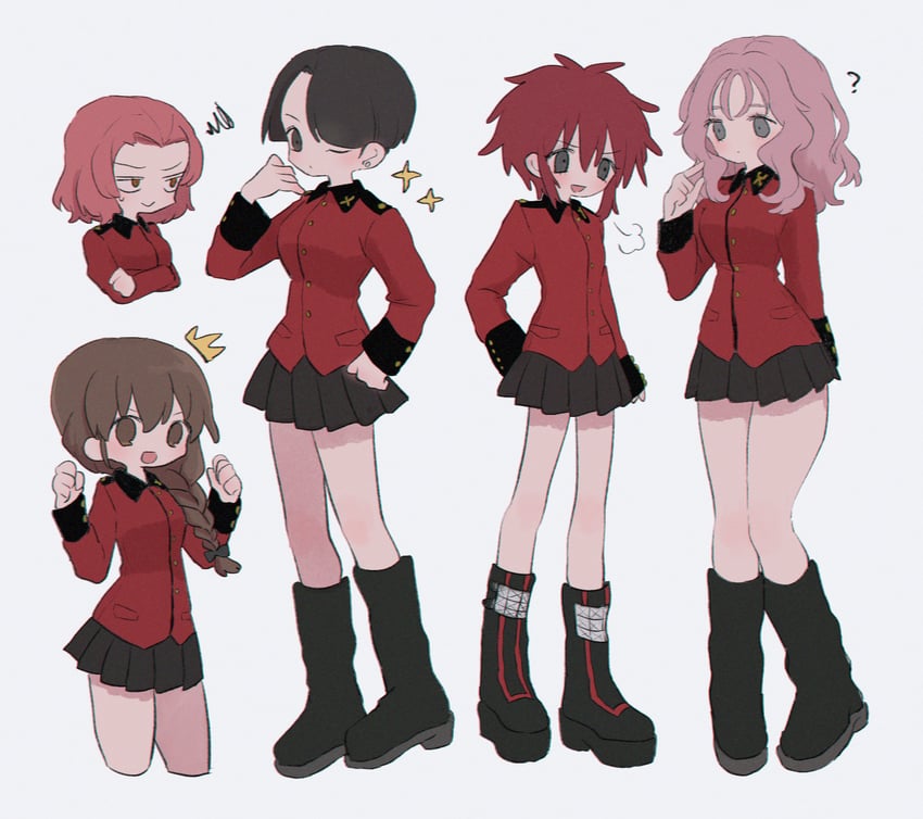 rosehip, rukuriri, vanilla, peach, and cranberry (girls und panzer) drawn by ri_(qrcode)