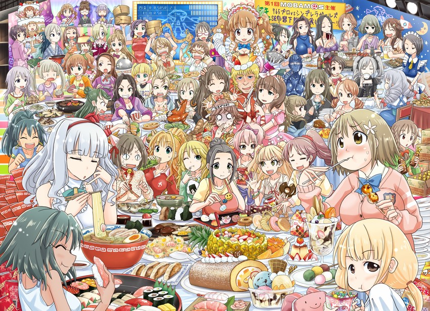 shibuya rin, hoshii miki, shijou takane, shirasaka koume, minase iori, and 52 more (idolmaster and 3 more) drawn by sakazaki_freddy