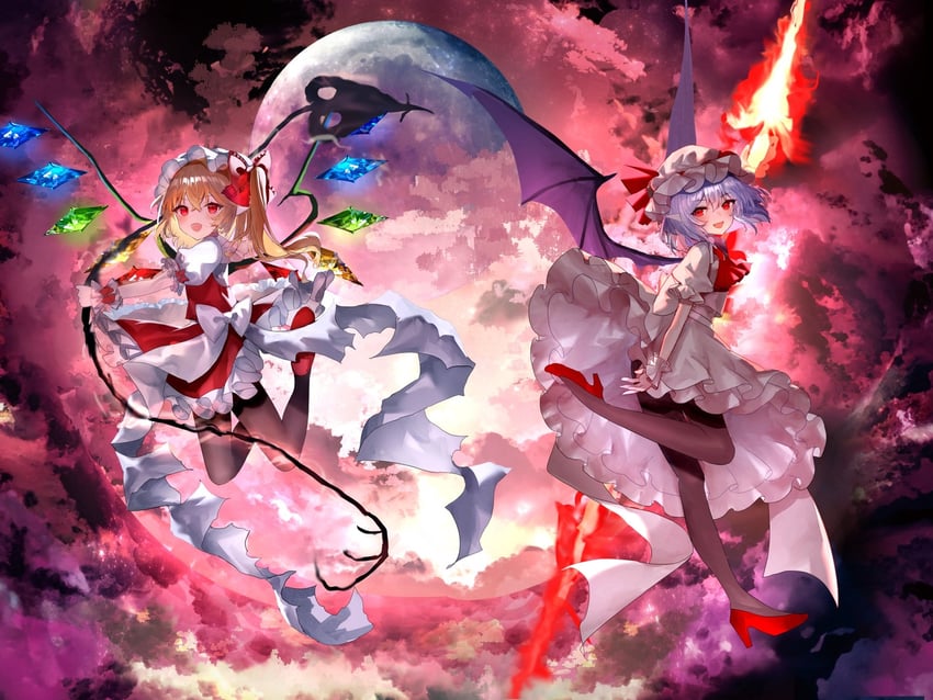remilia scarlet and flandre scarlet (touhou) drawn by sakizaki_saki-p