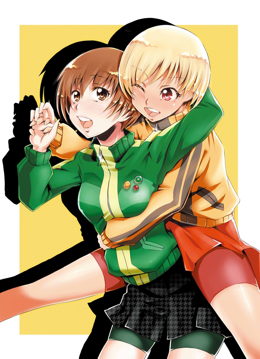satonaka chie (persona and 2 more) drawn by sato_iori
