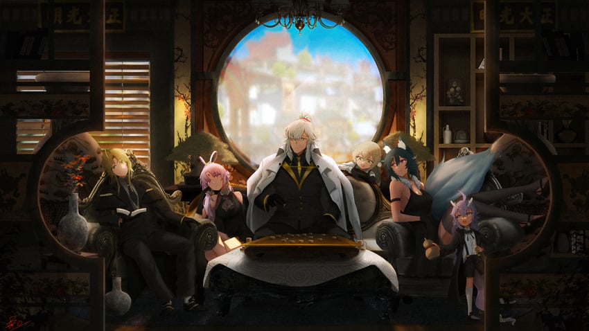 fu xuan, jing yuan, qingque, yanqing, bailu, and 1 more (honkai and 1 more) drawn by bao_(pixiv_99415611)
