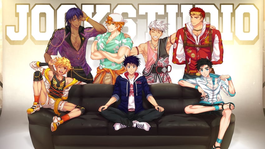 bryce callahan, derek kingsfield, leo mendez, nakajima yuuto, ace anderson, and 1 more (jock studio) drawn by mikkoukun