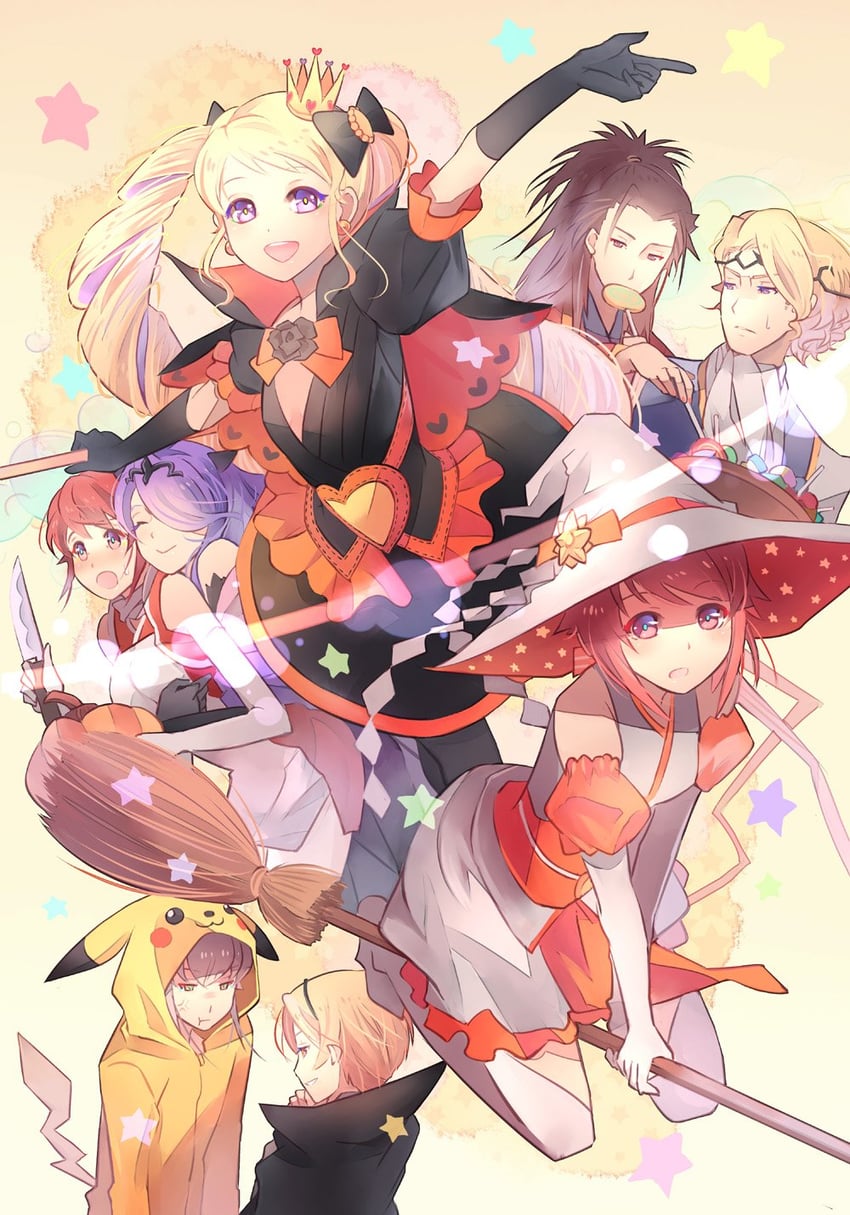 pikachu, camilla, elise, takumi, sakura, and 4 more (pokemon and 2 more) drawn by kariya_(mizore)
