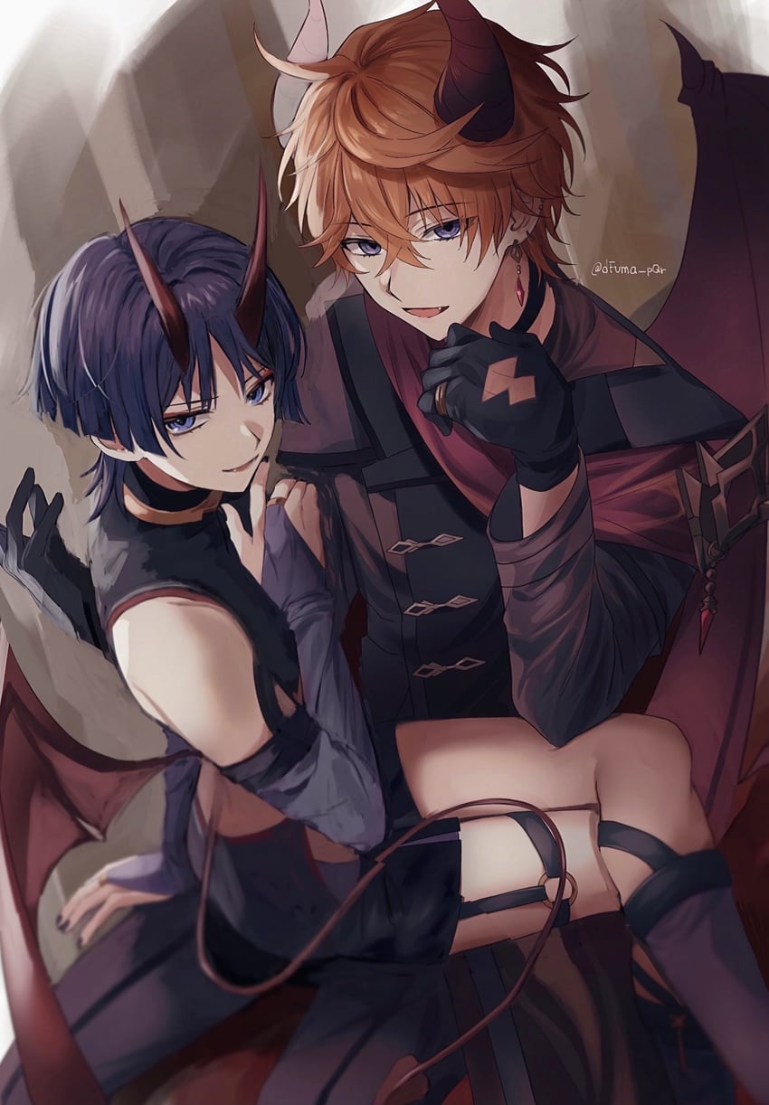 scaramouche and tartaglia (genshin impact) drawn by dfuma_pqr
