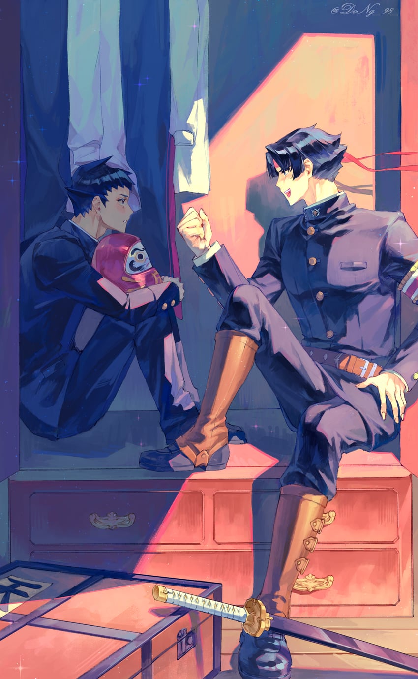 ryunosuke naruhodo and kazuma asogi (ace attorney and 1 more) drawn by dong_98