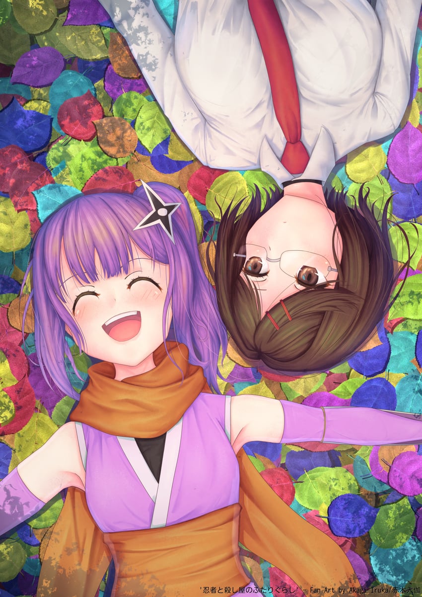 kusagakure satoko and koga konoha (ninja to koroshiya no futarigurashi) drawn by akagi_iruka