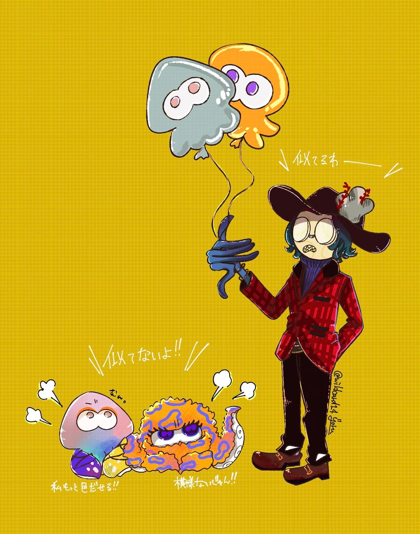 tao blu, yoko, and tosh (splatoon and 1 more) drawn by wildcard1_4
