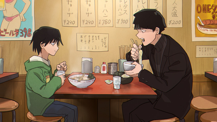 kageyama shigeo and mogami keiji (mob psycho 100) drawn by munakata_natsudou_(munakata_n)