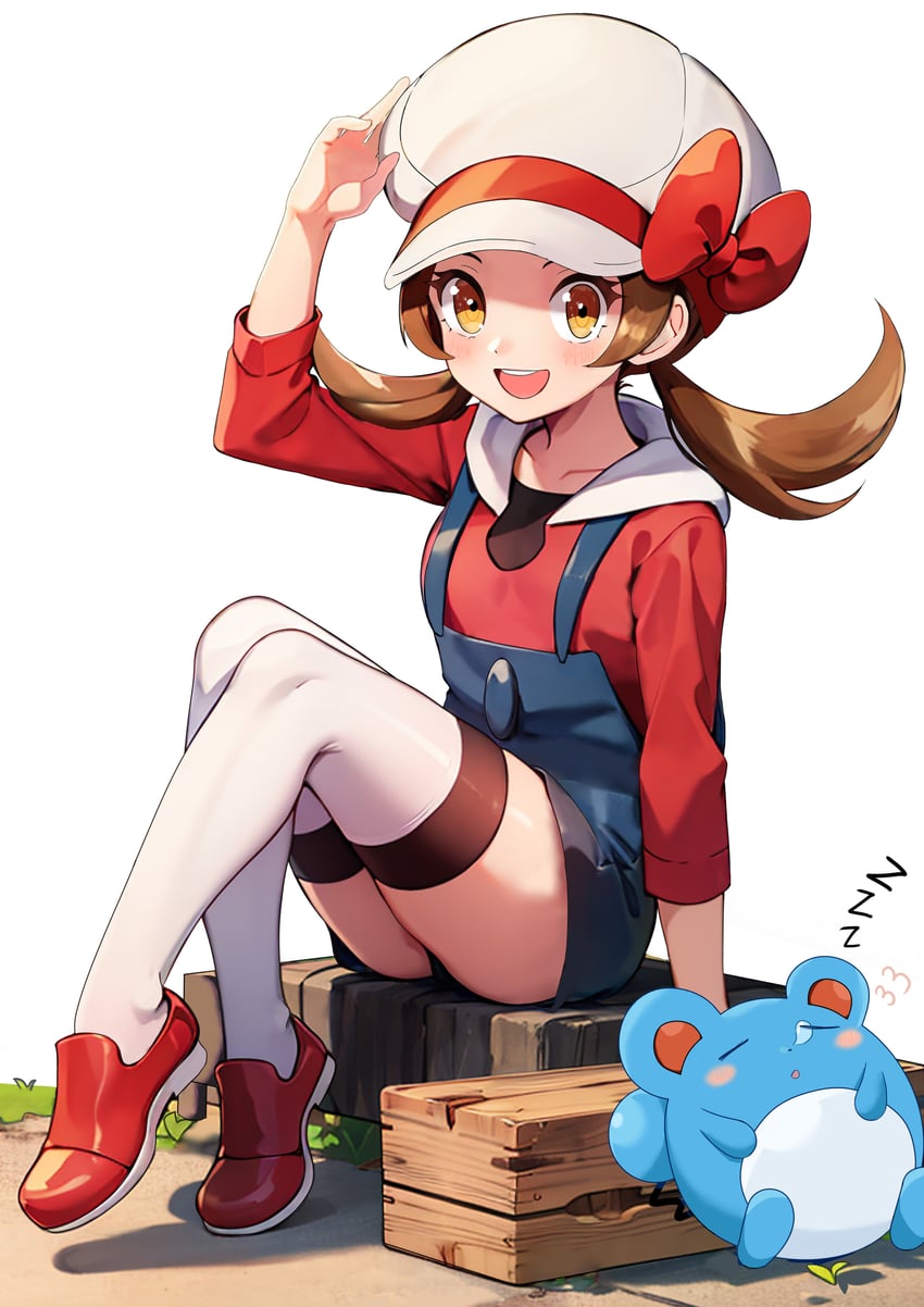 lyra and marill (pokemon and 1 more) drawn by baozi_9527
