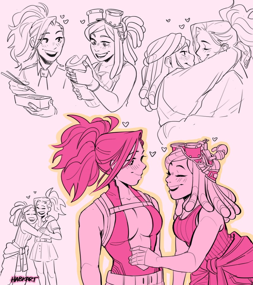 yaoyorozu momo and hatsume mei (boku no hero academia) drawn by habkart