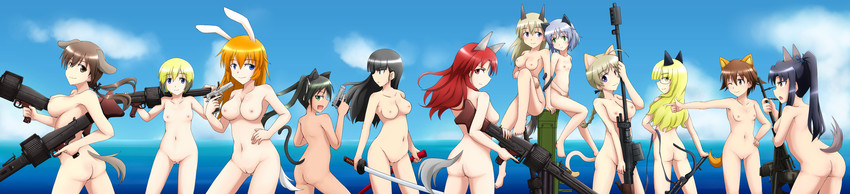 sanya v. litvyak, eila ilmatar juutilainen, miyafuji yoshika, erica hartmann, gertrud barkhorn, and 7 more (world witches series and 1 more) drawn by isosceles_triangle_(xyzxyzxyz)