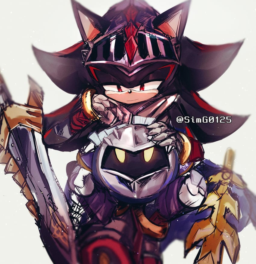 shadow the hedgehog, meta knight, and lancelot (sonic and 2 more) drawn by shapam_(zeepgalae)