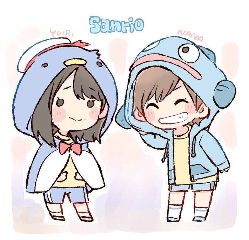 tuxedo sam, hangyodon, okada nana, and murayama yuiri (real life and 2 more) drawn by taneda_yuuta