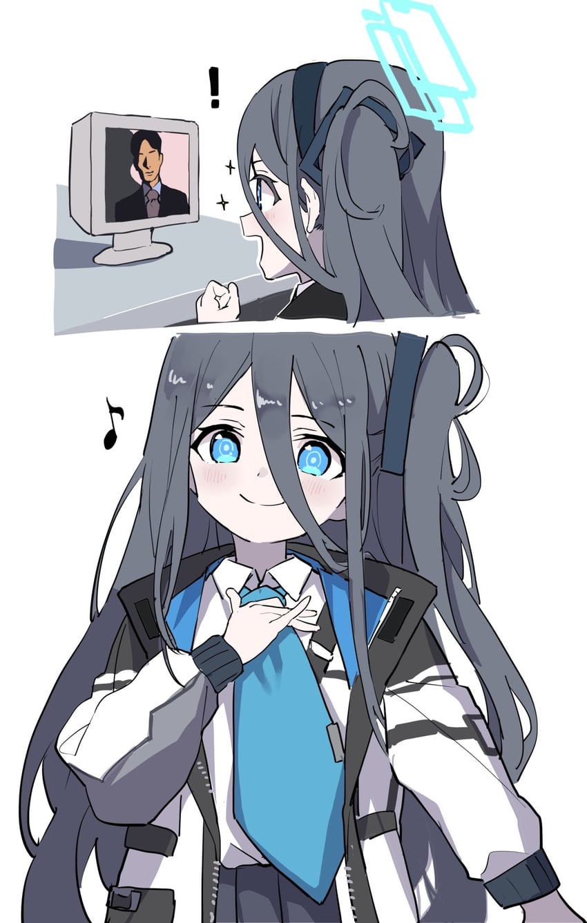 aris and necktie dekasugi (blue archive and 1 more) drawn by manarou