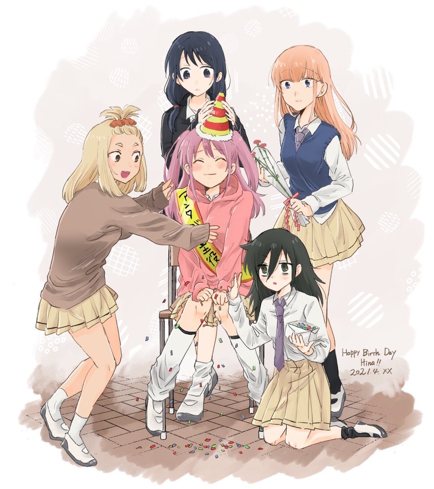 kuroki tomoko, tamura yuri, katou asuka, nemoto hina, and okada akane (watashi ga motenai no wa dou kangaetemo omaera ga warui!) drawn by mushi_(ms6464ms)