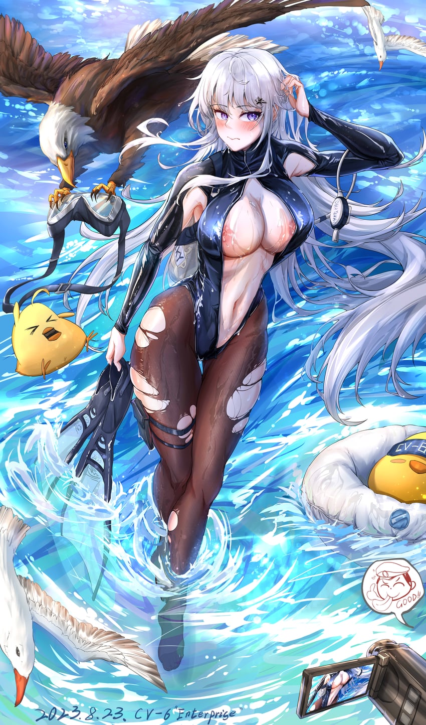 manjuu, commander, enterprise, and grim (azur lane) drawn by qiyedefeishazhanji