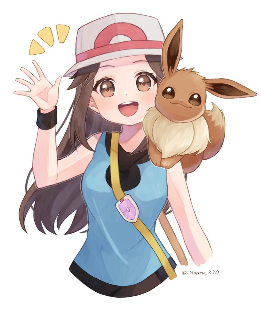 eevee and leaf (pokemon and 1 more) drawn by tnmaru_330