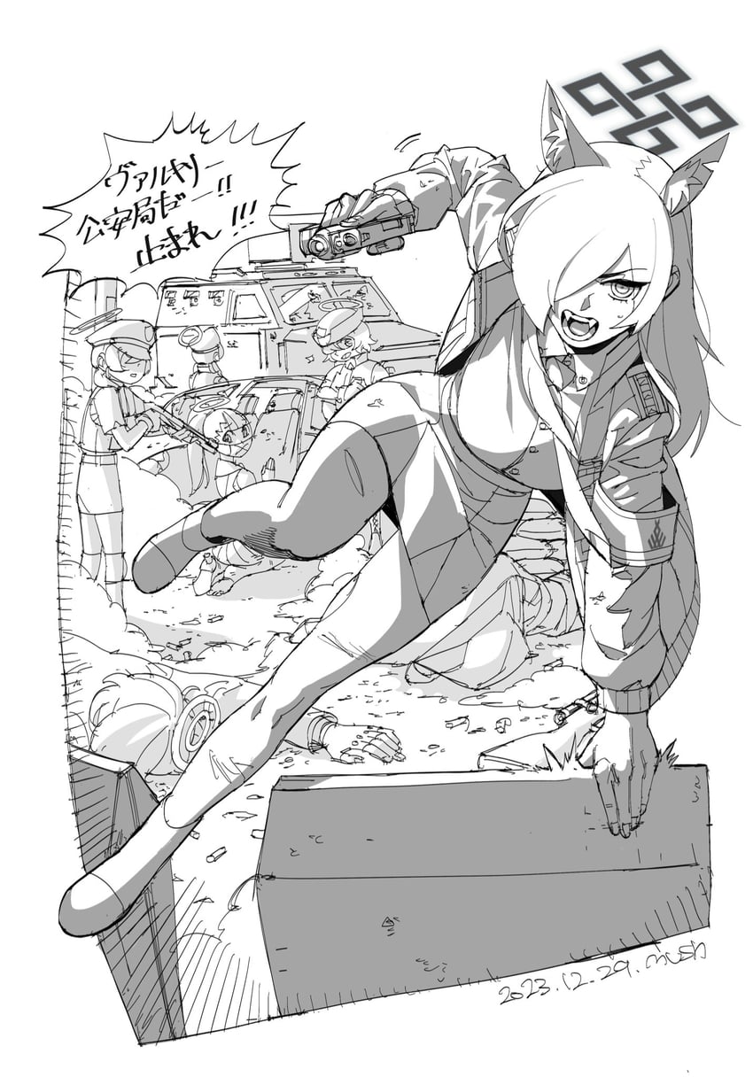 kanna and valkyrie police academy student (blue archive) drawn by mushroom_(osh320)