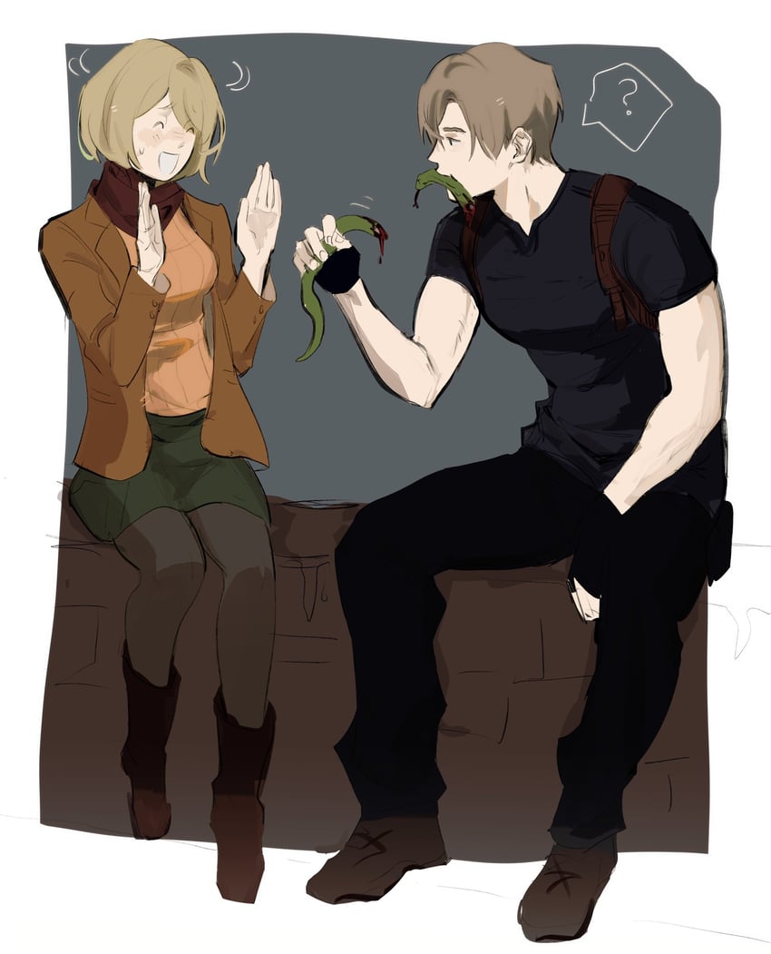 leon s. kennedy and ashley graham (resident evil and 1 more) drawn by monmeon