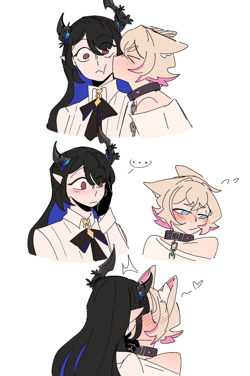 nerissa ravencroft and mococo abyssgard (hololive and 1 more) drawn by mochiparrot