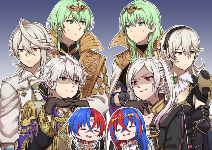 female corrin, female robin, male robin, female alear, male corrin, and 3 more (fire emblem and 6 more) drawn by zuzu_(ywpd8853)