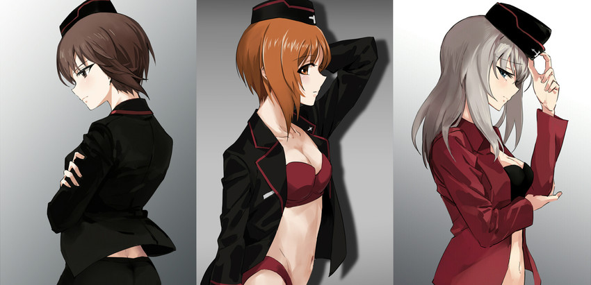 nishizumi miho, nishizumi maho, and itsumi erika (girls und panzer) drawn by thorn_(ashthorn)
