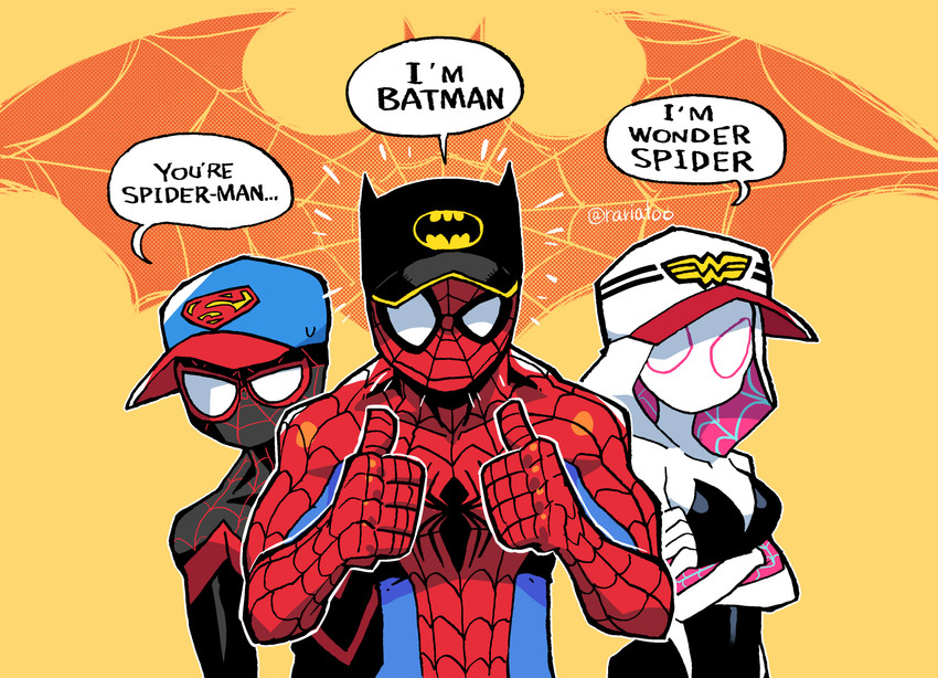 spider-man and spider-gwen (marvel and 5 more) drawn by rariatto_(ganguri)