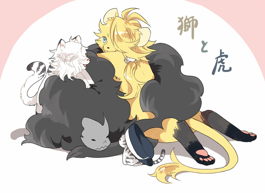 gokotai, gokotai's tigers, shishiou, and shishiou no mofumofu (touken ranbu) drawn by maruneko