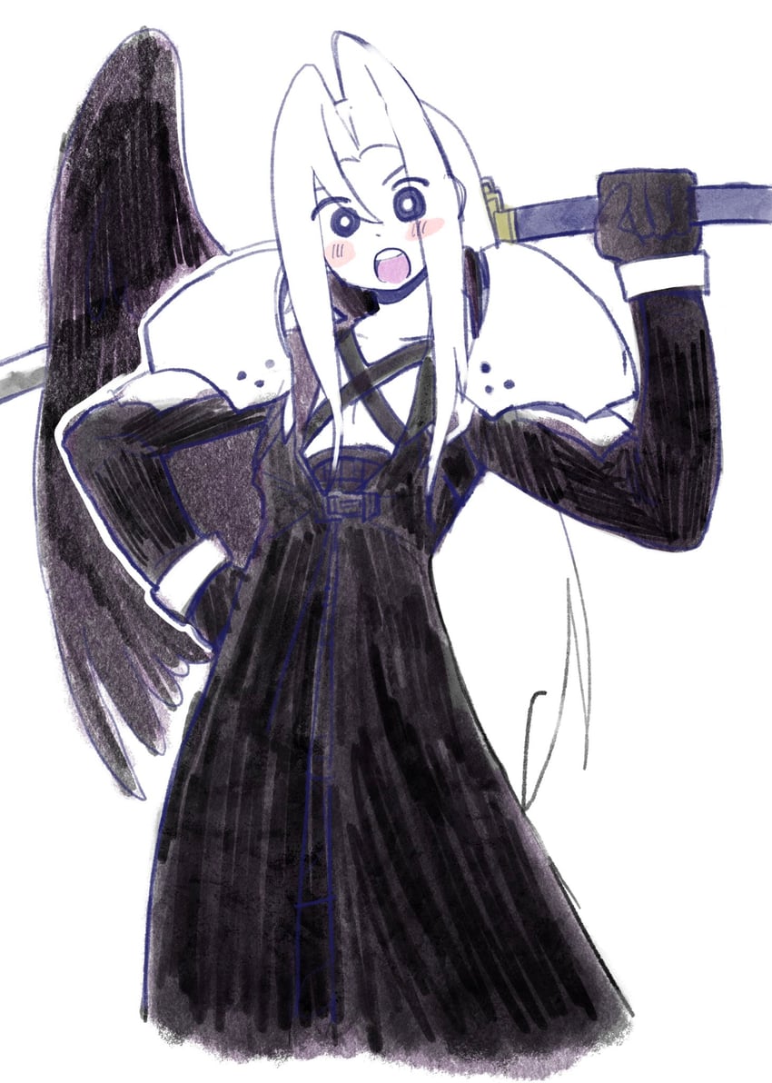 sephiroth (final fantasy and 2 more) drawn by hattouissenbaka