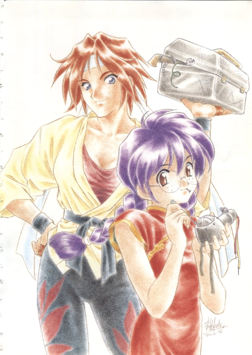 ri kouran and kirishima kanna (sakura taisen and 1 more) drawn by okuda_matsuri