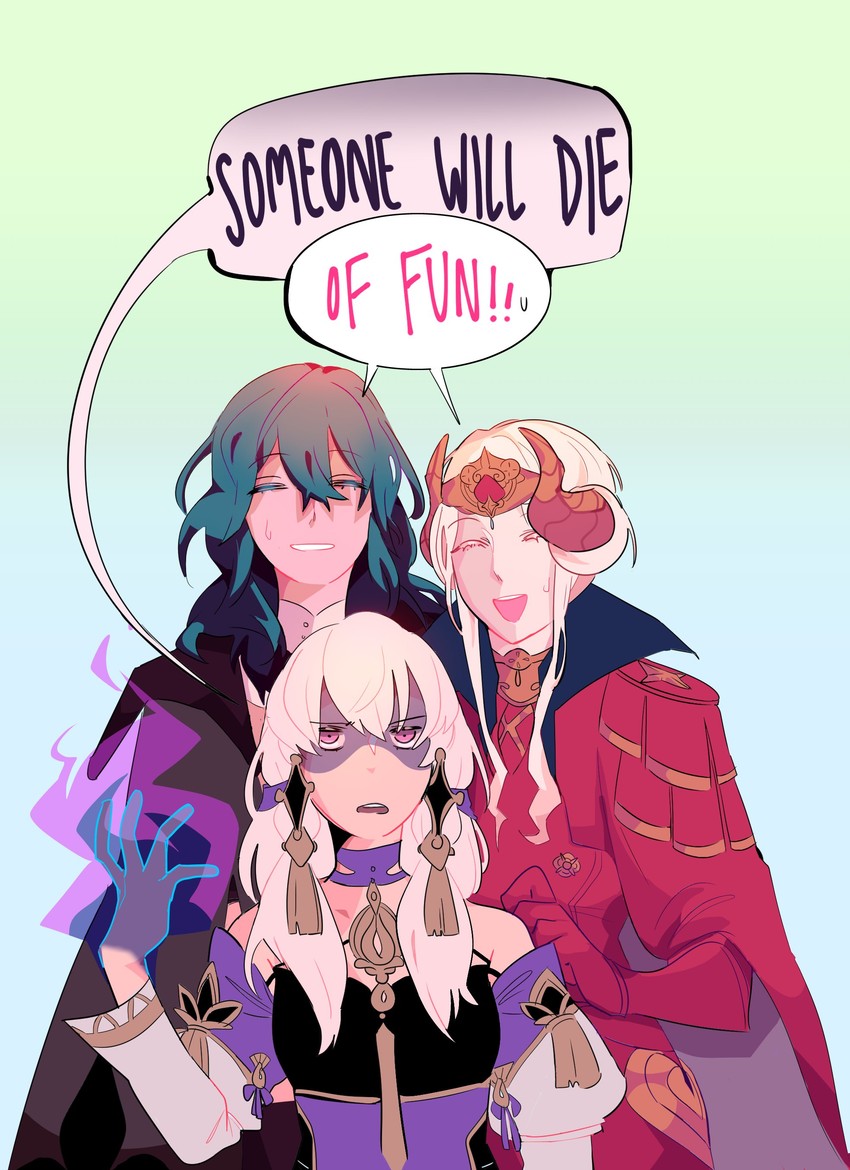 female byleth, edelgard von hresvelg, and lysithea von ordelia (fire emblem and 2 more) drawn by bunsketches