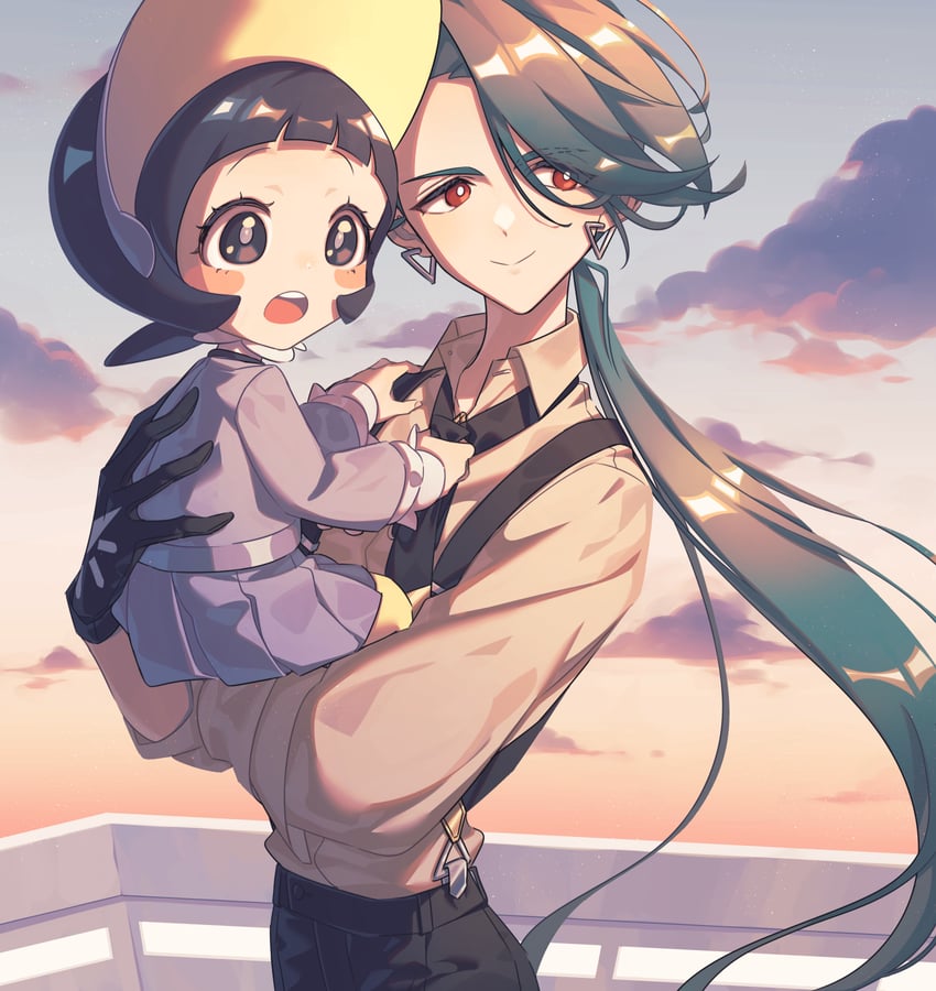 rika and poppy (pokemon and 1 more) drawn by miri_(cherryjelly)