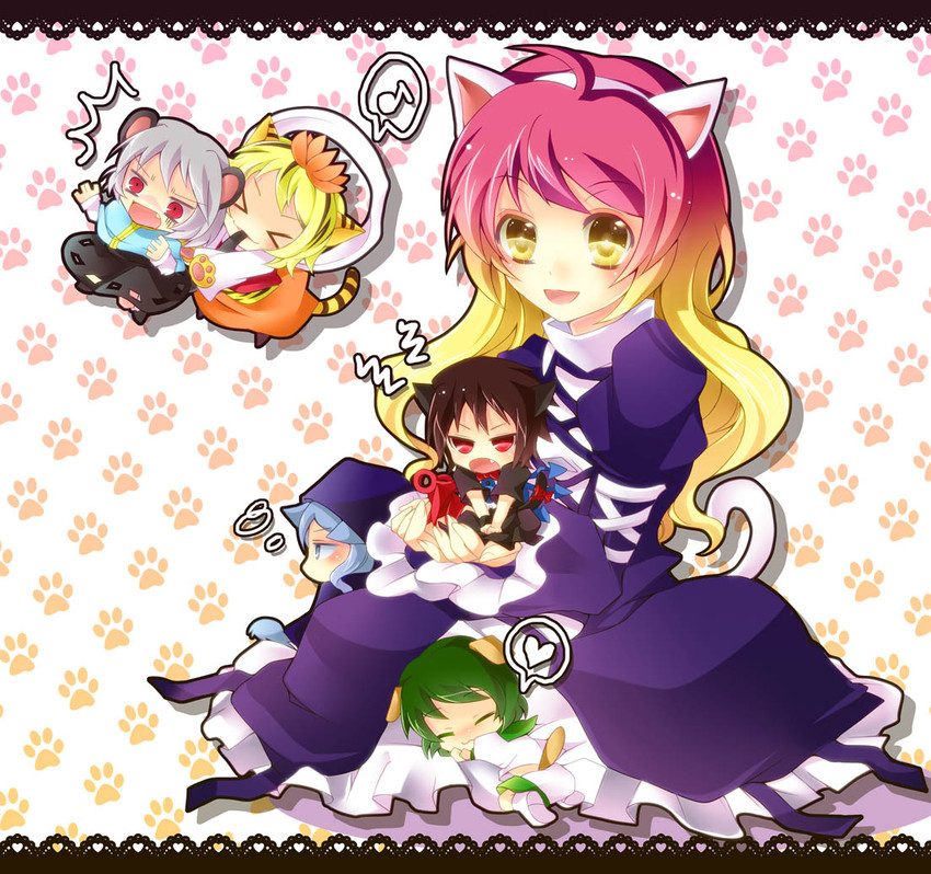 nazrin, hijiri byakuren, houjuu nue, toramaru shou, murasa minamitsu, and 1 more (touhou) drawn by kaza