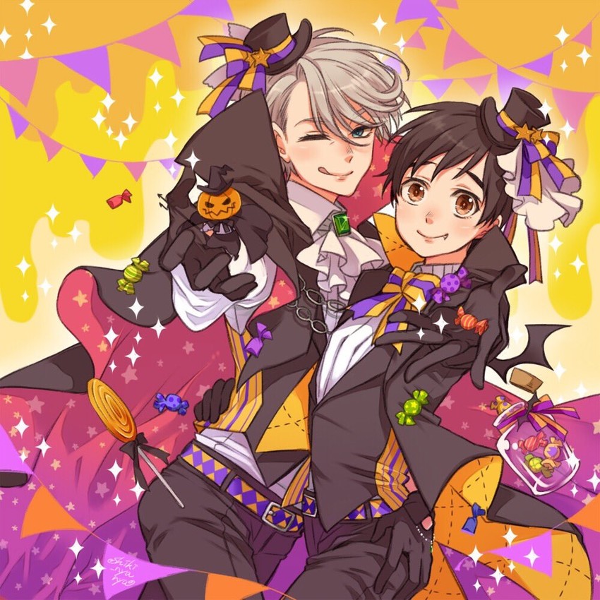 katsuki yuuri and viktor nikiforov (yuri!!! on ice) drawn by shiki_(hubin)