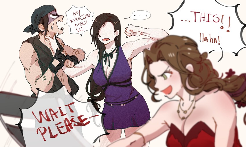 tifa lockhart and aerith gainsborough (final fantasy and 2 more) drawn by dreamsyndd