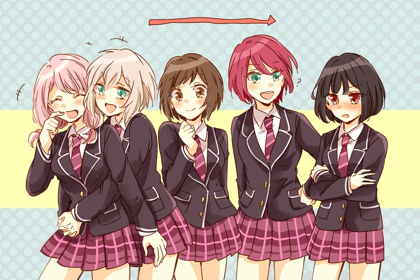 mitake ran, aoba moca, uehara himari, udagawa tomoe, and hazawa tsugumi (bang dream!) drawn by zawameki