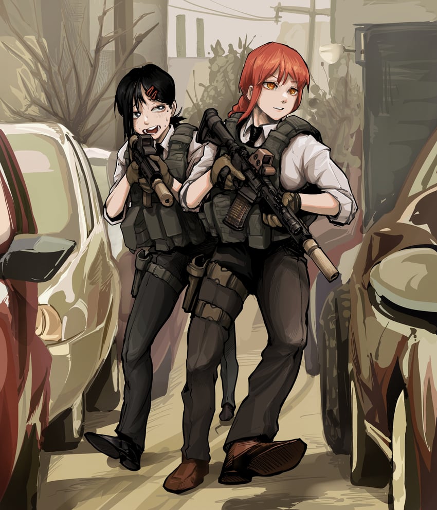 makima and higashiyama kobeni (chainsaw man and 1 more) drawn by epakim