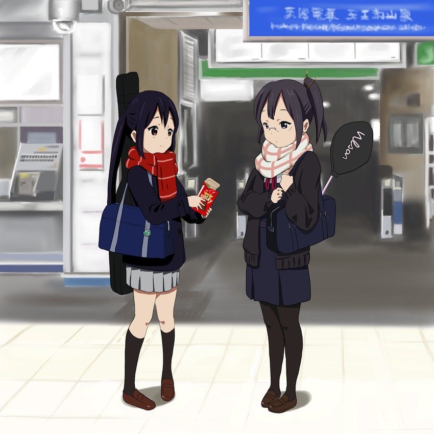 nakano azusa and asagiri shiori (k-on! and 2 more) drawn by b_(papiopine)