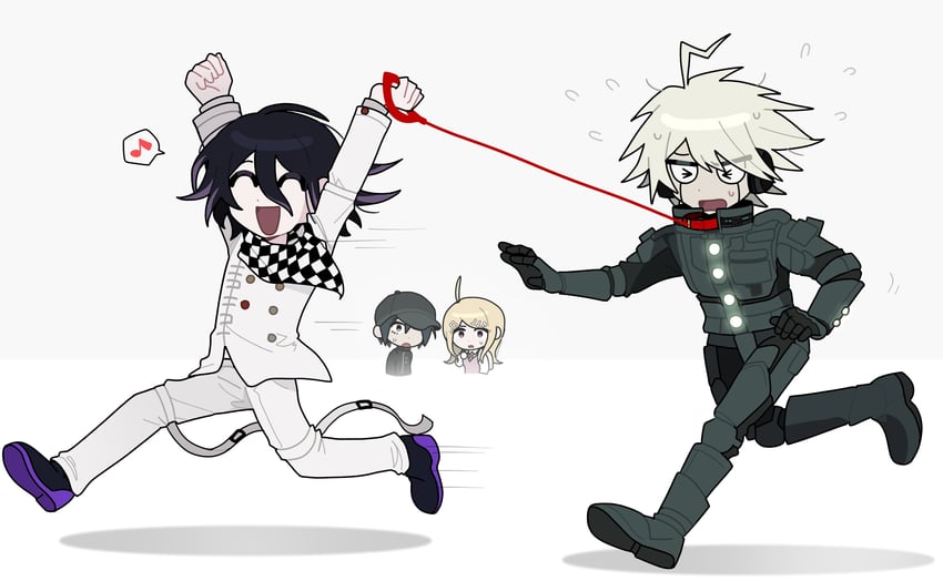 oma kokichi, saihara shuichi, akamatsu kaede, and k1-b0 (danganronpa and 1 more) drawn by 4o4_(404d_r)