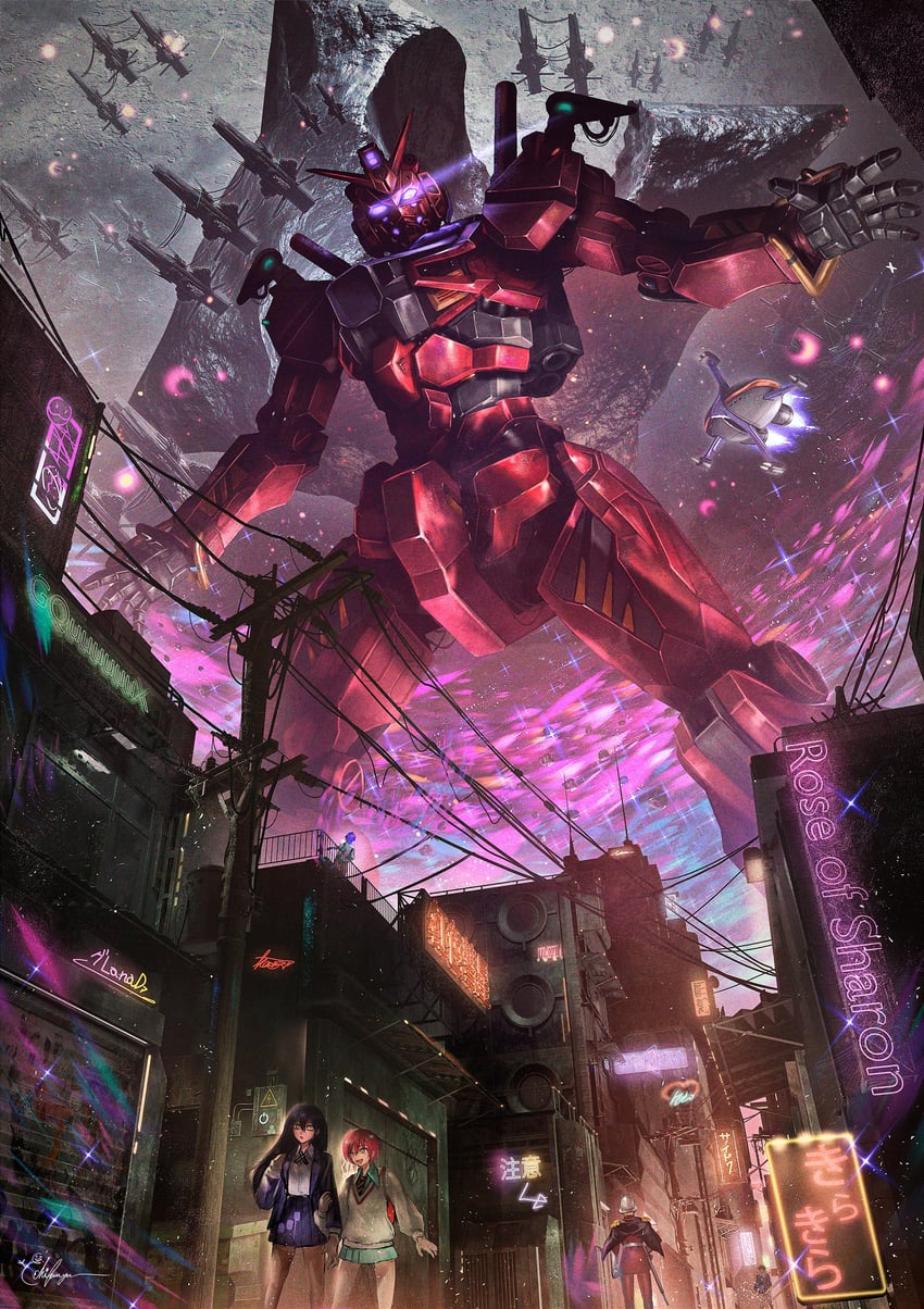 amate yuzuriha, haro, char aznable, shuji ito, nyaan, and 3 more (gundam and 1 more) drawn by yukishiro_chifuyu