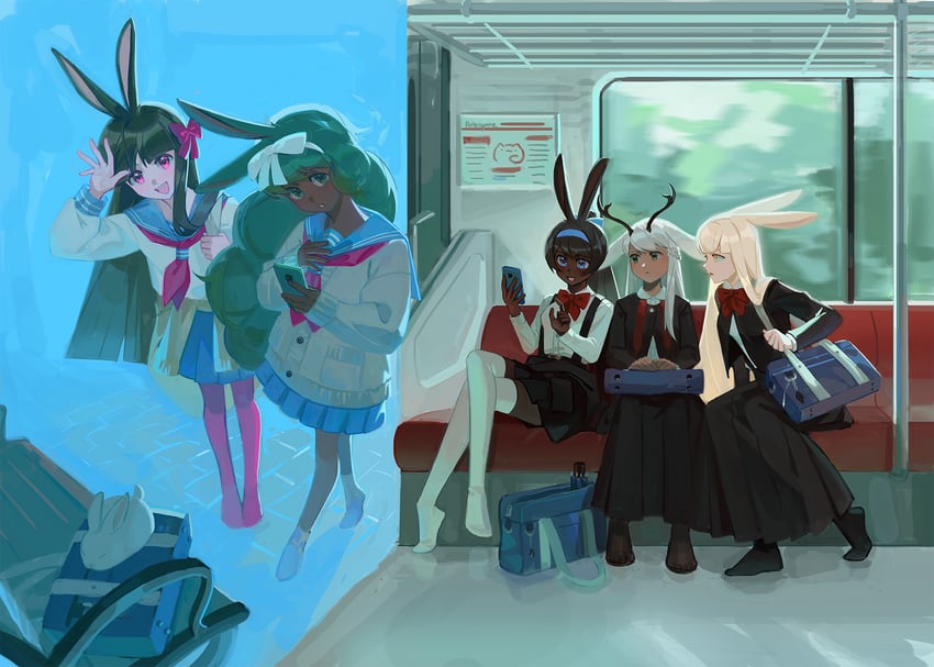heavyblade rabbit, druid rabbit, sniper rabbit, ancient rabbit, and defender rabbit (rabbit and steel) drawn by araiyme