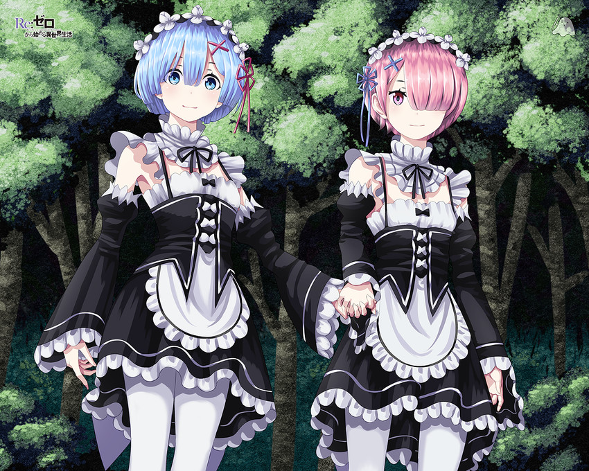 rem and ram (re:zero kara hajimeru isekai seikatsu) drawn by critter100