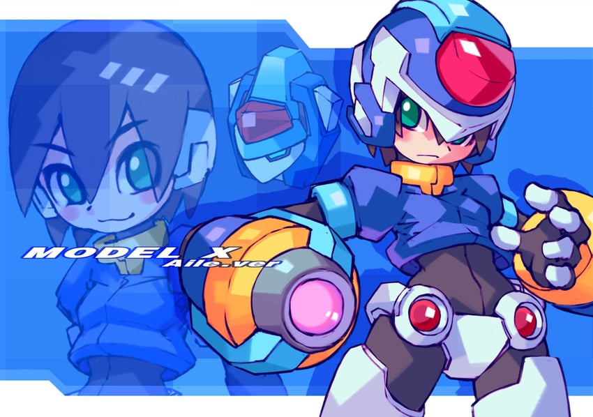 aile and model x (mega man and 1 more) drawn by iikoao