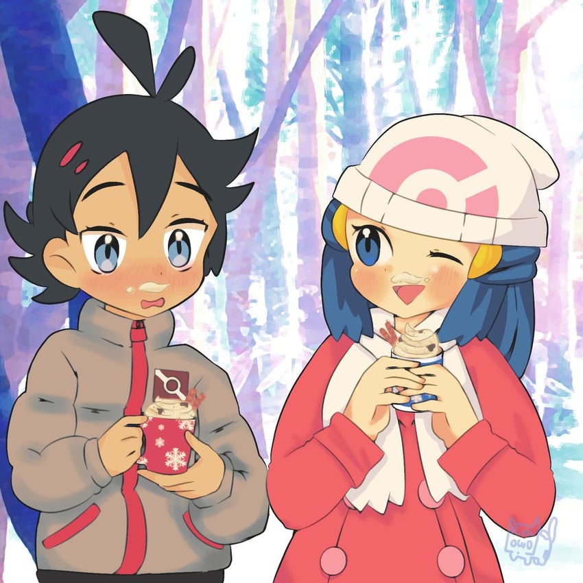 dawn and goh (pokemon and 3 more) drawn by rosse_chan