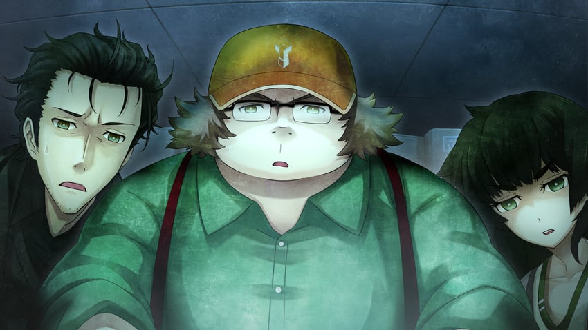 okabe rintarou, hashida itaru, and hiyajou maho (steins;gate and 1 more) drawn by huke
