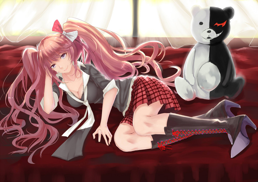 enoshima junko and monokuma (danganronpa and 1 more) drawn by wenhe