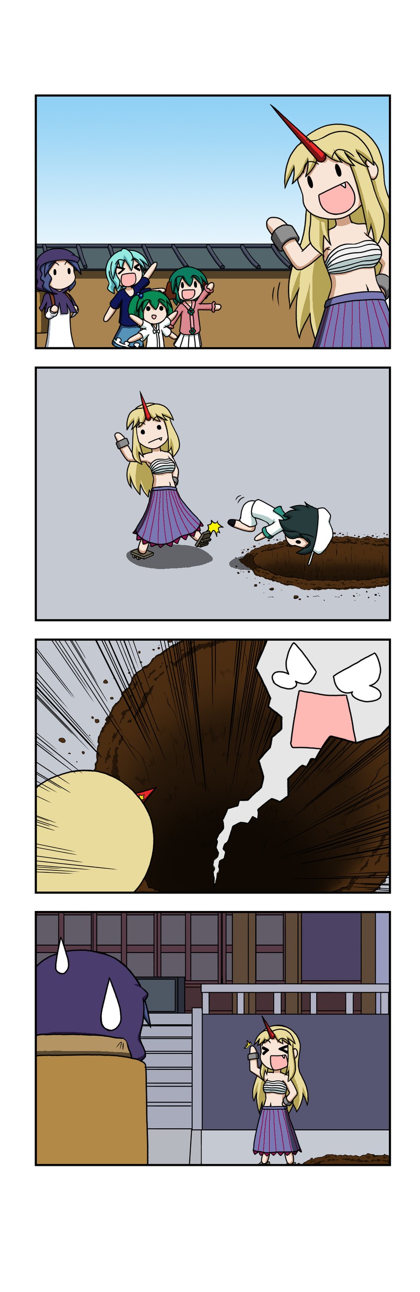 tatara kogasa, hoshiguma yuugi, murasa minamitsu, kumoi ichirin, kasodani kyouko, and 1 more (touhou) drawn by rakugaki-biyori