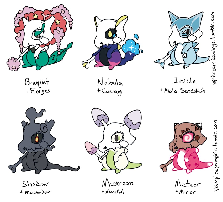 cosmog, cubone, minior, morelull, marshadow, and 2 more (pokemon) drawn by vampumpkin