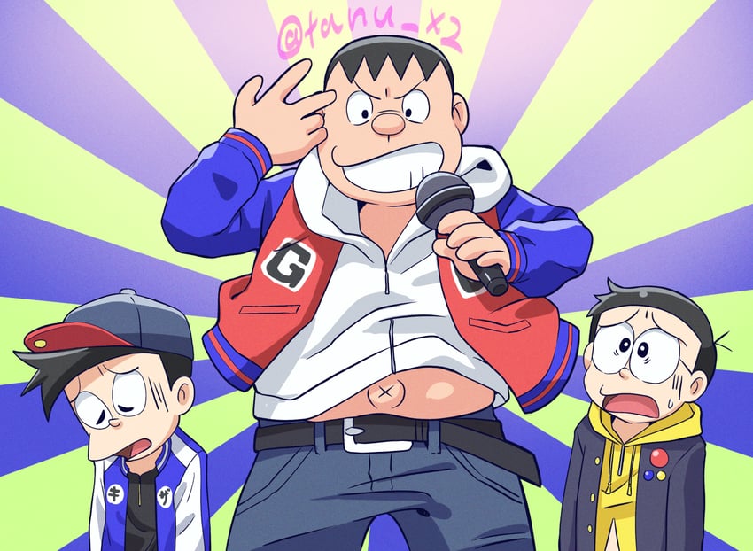 nobi nobita, yamada ichiro, gouda takeshi, honekawa suneo, yamada saburo, and 1 more (doraemon and 1 more) drawn by tanutanu_(tanu_x2)